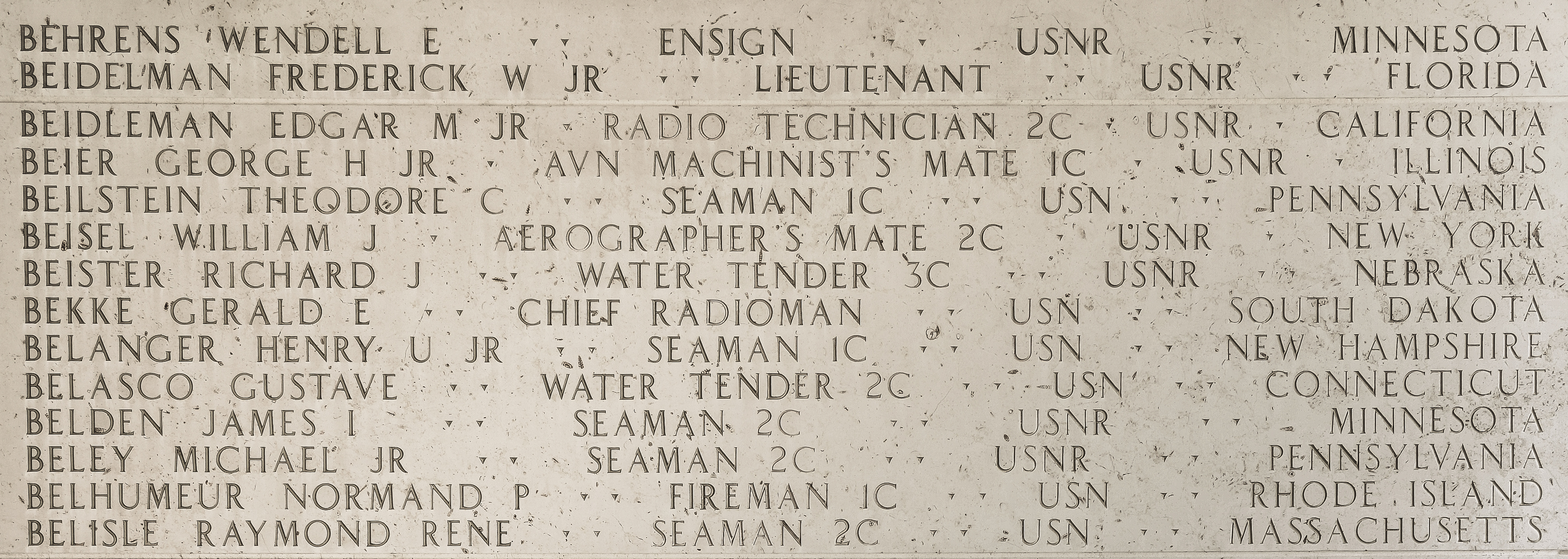 Richard J. Beister, Water Tender Third Class